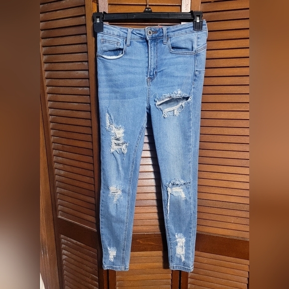 Wax Jean Denim - Wax Jean Butt I Love You Women's High Waisted Distressed Skinny Jeans - Sz 5.